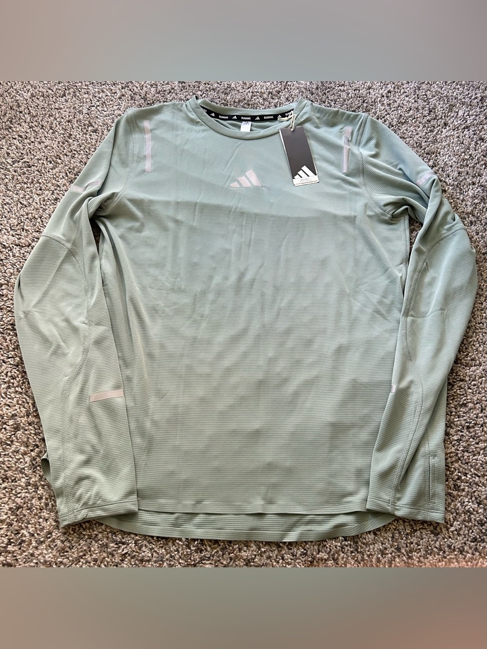 Adidas Ultimate HI Vis Long Sleeve Running Shirt Green Men’s Size Small JC7333